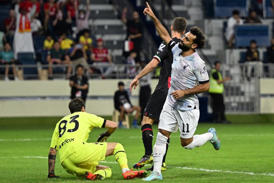 Mohamed Salah put Liverpool in front against AC Milan  (Liverpool FC via Getty Images)