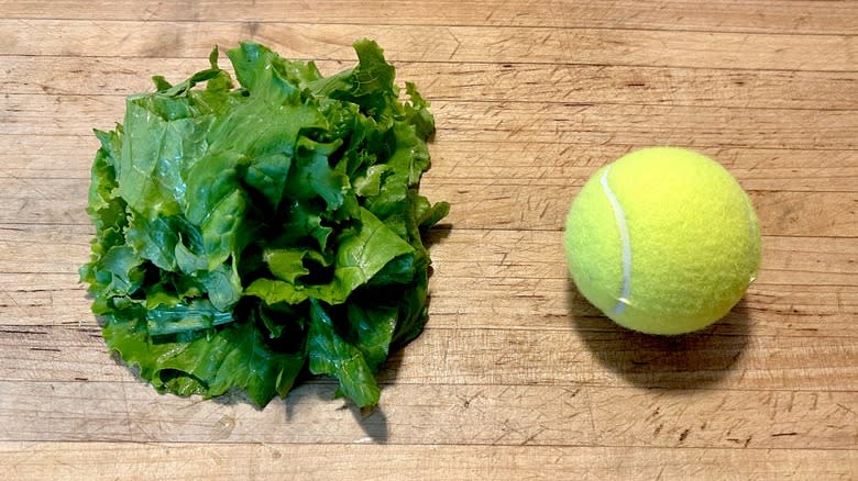 Lettuce and tennis ball