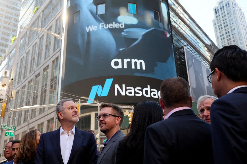 FILE PHOTO: Softbank's Arm holds IPO at Nasdaq Market site in New York