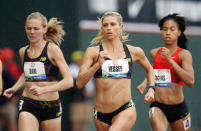 Considered one of the favorites to make the American Olympic team in the 800-meter race, 31-year-old Maggie Vessey (center) finished last in the finals with a time of 2 minutes, 3.44 seconds. (Photo by Christian Petersen/Getty Images)