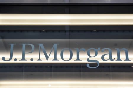 FILE PHOTO: A J.P. Morgan logo is seen in New York City, U.S. January 10, 2017. REUTERS/Stephanie Keith