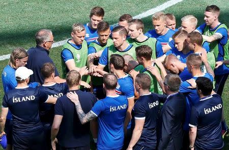 Football Soccer - Euro 2016 - Iceland Training - Allianz Riviera stadium, Nice, France - 26/6/16 - Iceland's team players attend training. REUTERS/Eric Gaillard