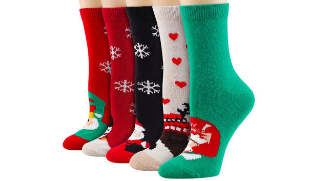 Christmas Elf Socks with Jingle Bells, 2 Pair, Stretch One Size Fits Most,  Adult