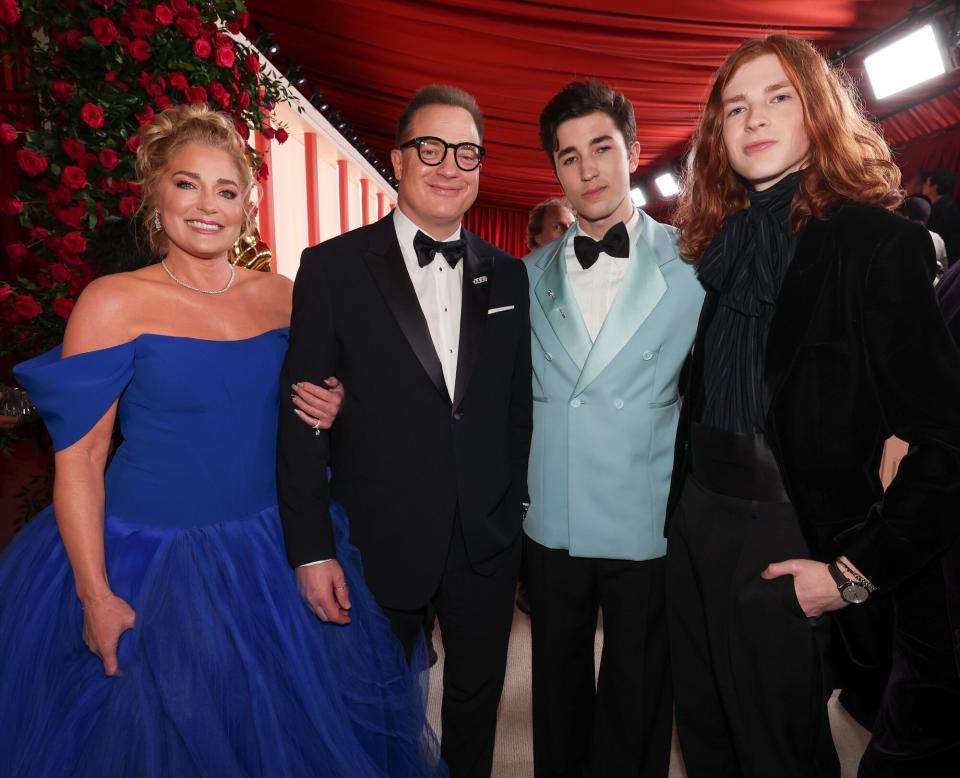 Jeanne Moore, Brendan Fraser, Holden Fraser and Leland Fraser 95th Annual Academy Awards, Roaming Arrivals, Los Angeles, California, USA - 12 Mar 2023