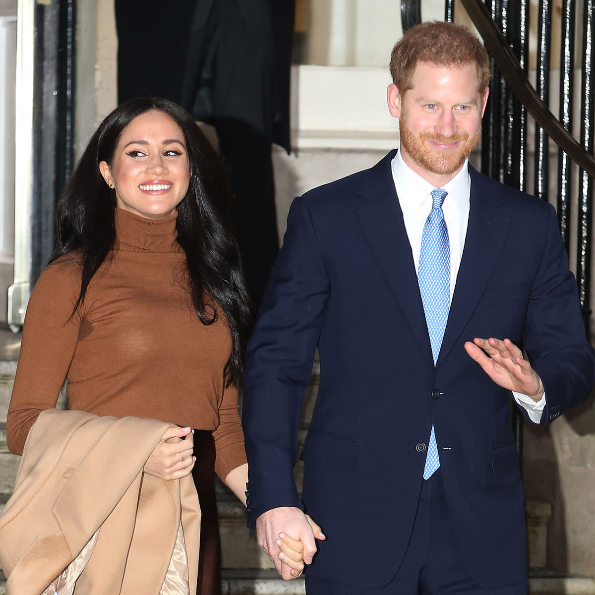 Meghan Markle and Prince Harry leaving Canada House in London