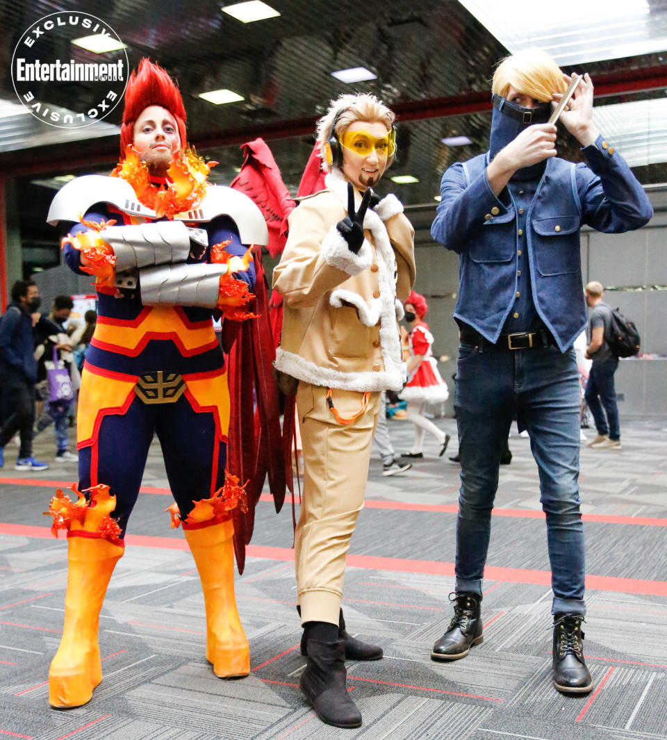 Endeavor, Hawks, and Best Jeanist from <em>My Hero Academia</em> cosplayers