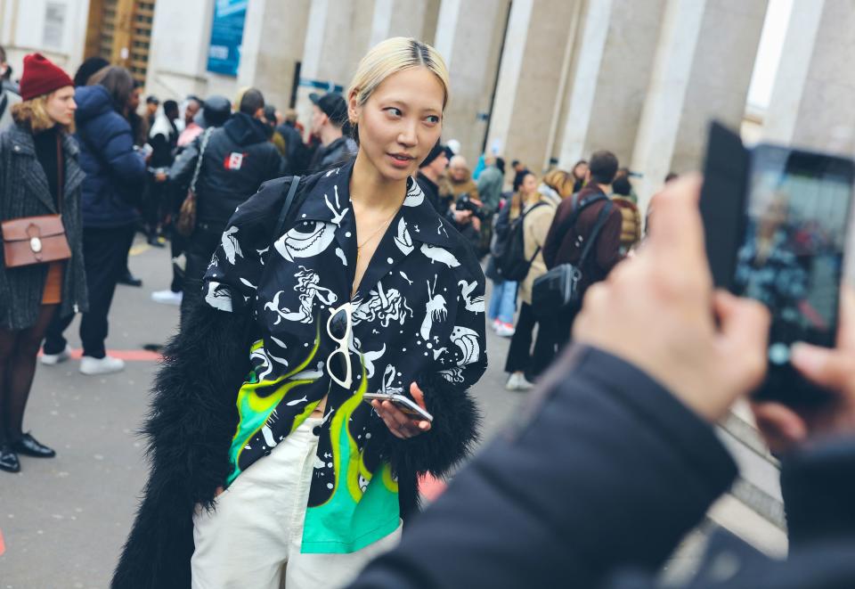 Soo Joo Park in a Prada shirt