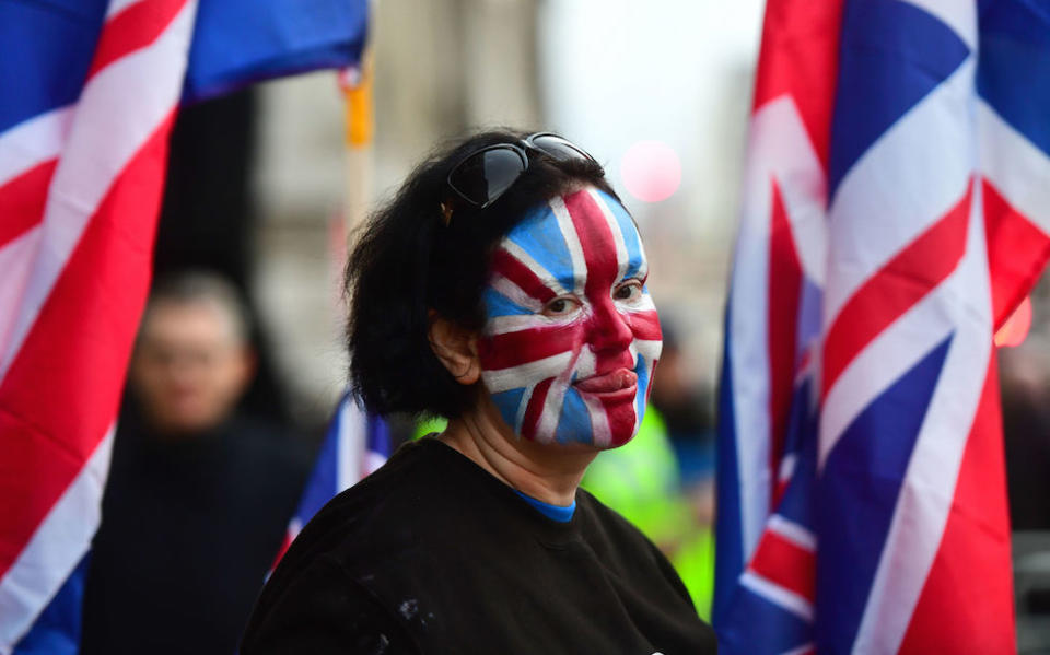 People take part in a “Brexit Betrayal” march and rally organised by Ukip (Picture: PA)