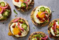 <p>The toppings on these <a href="https://www.delish.com/cooking/recipe-ideas/a27168236/tostada-recipe/" rel="nofollow noopener" target="_blank" data-ylk="slk:tostadas;elm:context_link;itc:0;sec:content-canvas" class="link ">tostadas</a> are our ideal toppings, but you can change them up however you’d like. Cook an <a href="https://www.delish.com/cooking/recipe-ideas/a23499380/how-to-fry-an-egg/" rel="nofollow noopener" target="_blank" data-ylk="slk:over-easy egg;elm:context_link;itc:0;sec:content-canvas" class="link ">over-easy egg</a> instead or top with some sour cream. The best part is that these can be different every time you make them and still be so very good.<br><br>Get the <strong><a href="https://www.delish.com/cooking/recipe-ideas/a40560590/breakfast-tostadas-recipe/" rel="nofollow noopener" target="_blank" data-ylk="slk:Breakfast Tostadas recipe;elm:context_link;itc:0;sec:content-canvas" class="link ">Breakfast Tostadas recipe</a></strong>.</p>