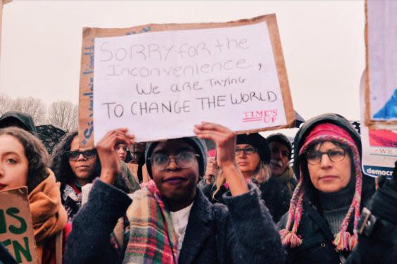 Honorine Boudzoumou marching in Paris