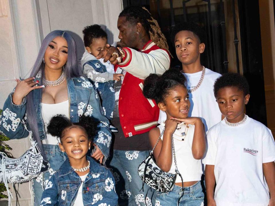 <p>Cardi B/ Instagram</p> Cardi B, Offset and their children pose for a photo