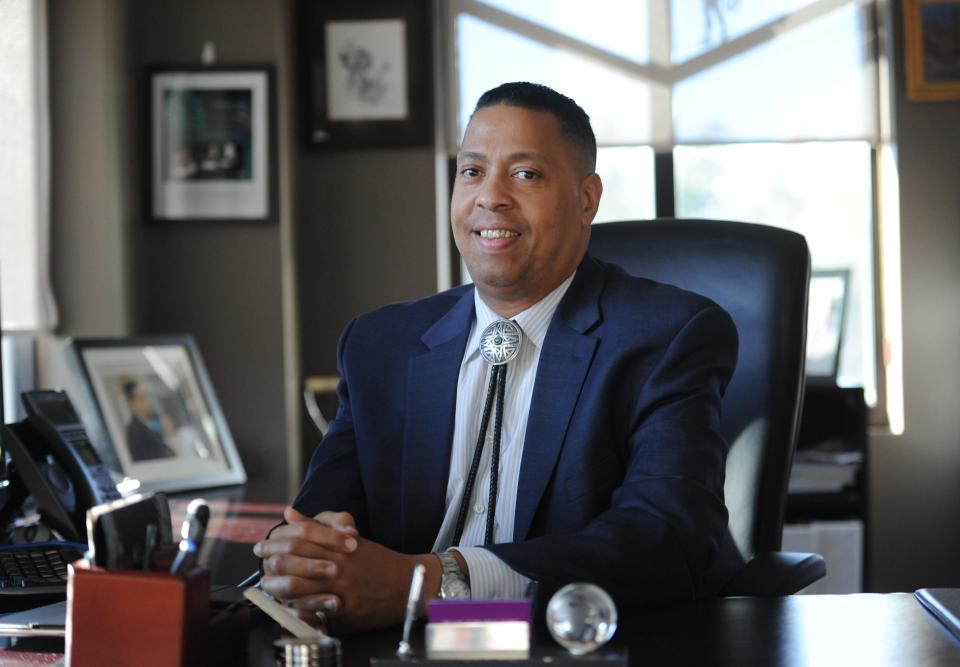 Mashpee Wampanoag Tribal Council Chairman Cedric Cromwell at tribal headquarters in 2021.
(Photo: Merrily Cassidy/Cape Cod Times file)