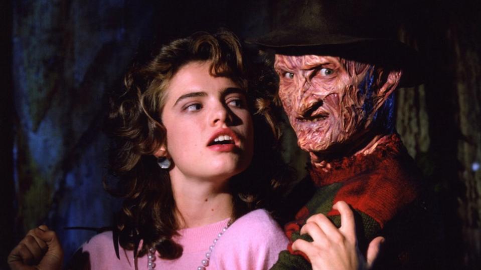 Englund as Freddy Krueger with Heather Langenkamp (Nancy) in 1984’s ‘A Nightmare on Elm Street’ (credit: New Line Cinema)