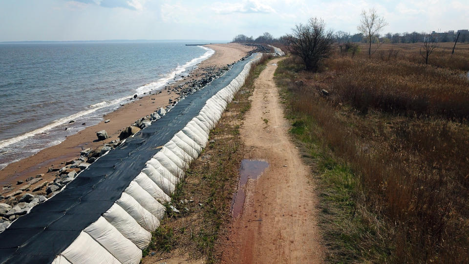 A sea wall in Staten Island