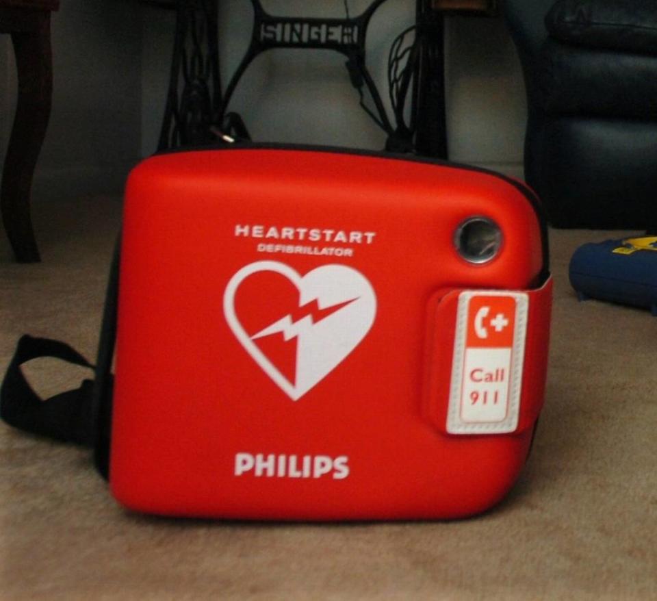 An automated external defibrillator.