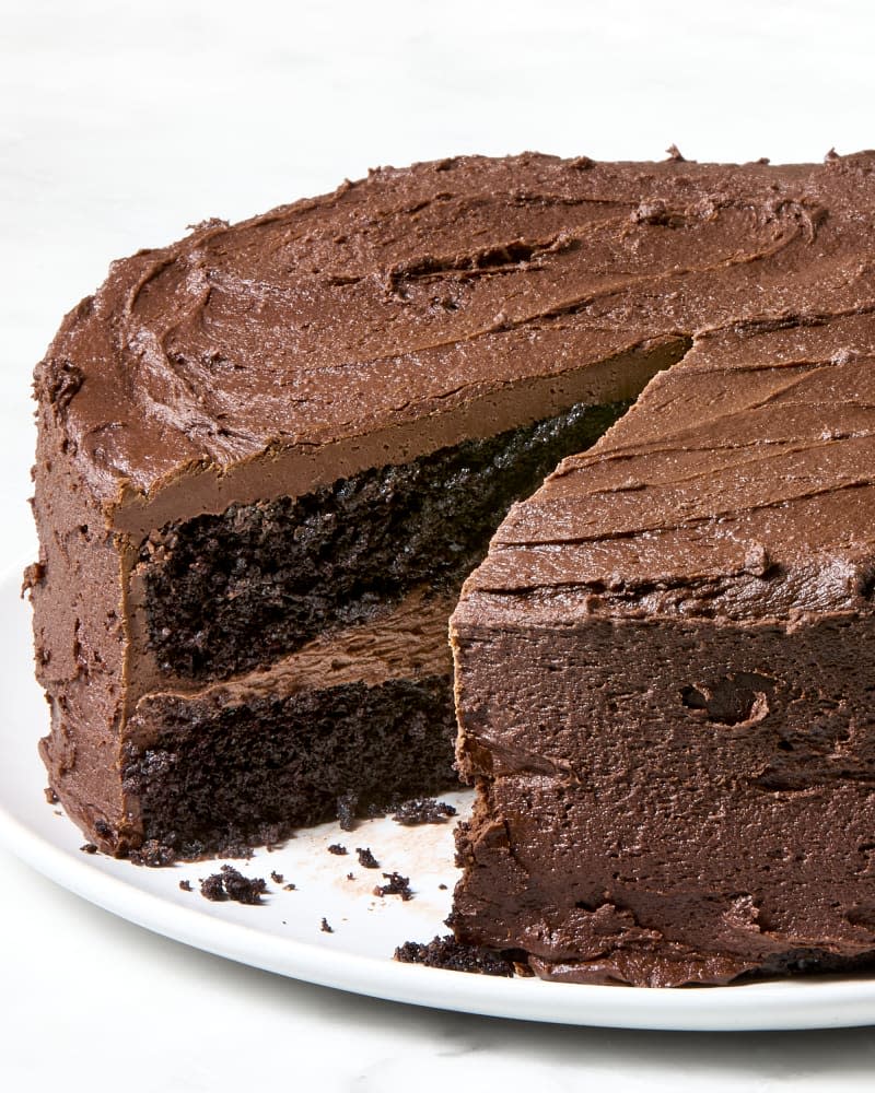 Jessica in the Kitchen's chocolate cake with a slice out