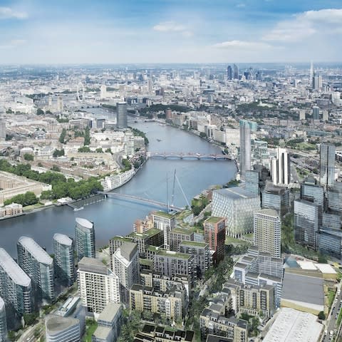 An impression of what Nine Elms will look like when development has been completed - Credit: Buro Happold/PA
