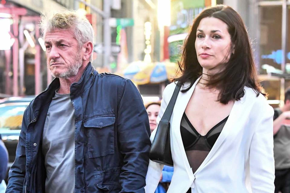 <p>TheImageDirect.com</p> Sean Penn and girlfriend Olga Korotyayeva in Times Square in New York City on July 22, 2023. 