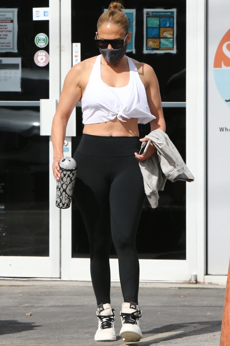 <p>Jennifer Lopez was spotted leaving the gym after a workout in Miami, Florida.</p>