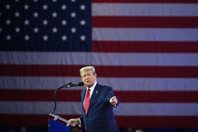 Donald Trump durante su discurso en la Conferencia de Acción Política Conservadora (CPAC) en Maryland 