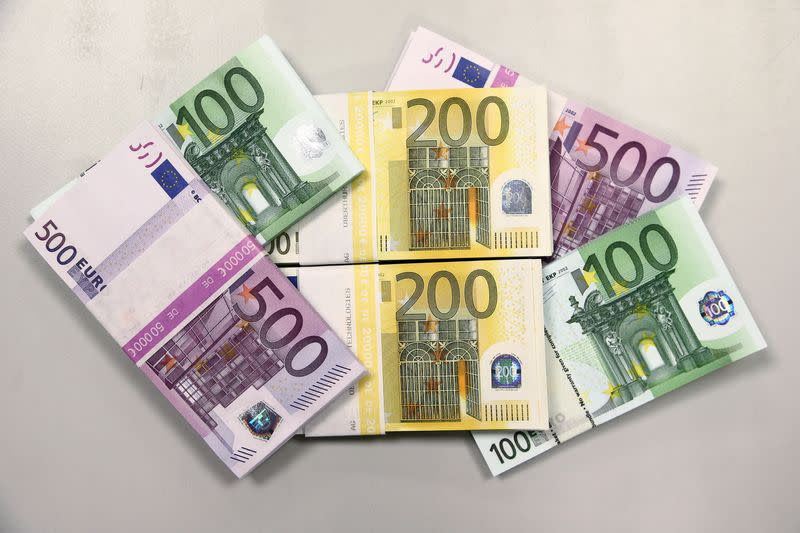 Euro currency bills are pictured at the Croatian National Bank in Zagreb