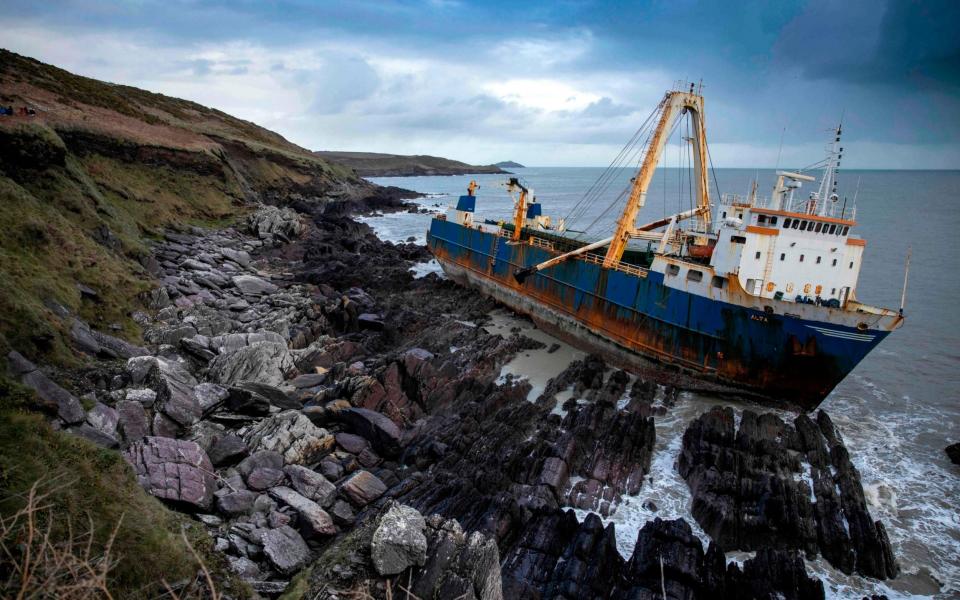 The wreck of the MV Alta, under Ballycotton. a town on the rural coast of Co Cork - AFP