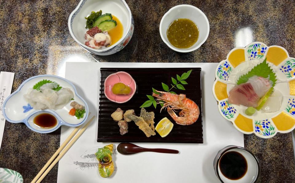 A typical Ryokan guesthouse dinner