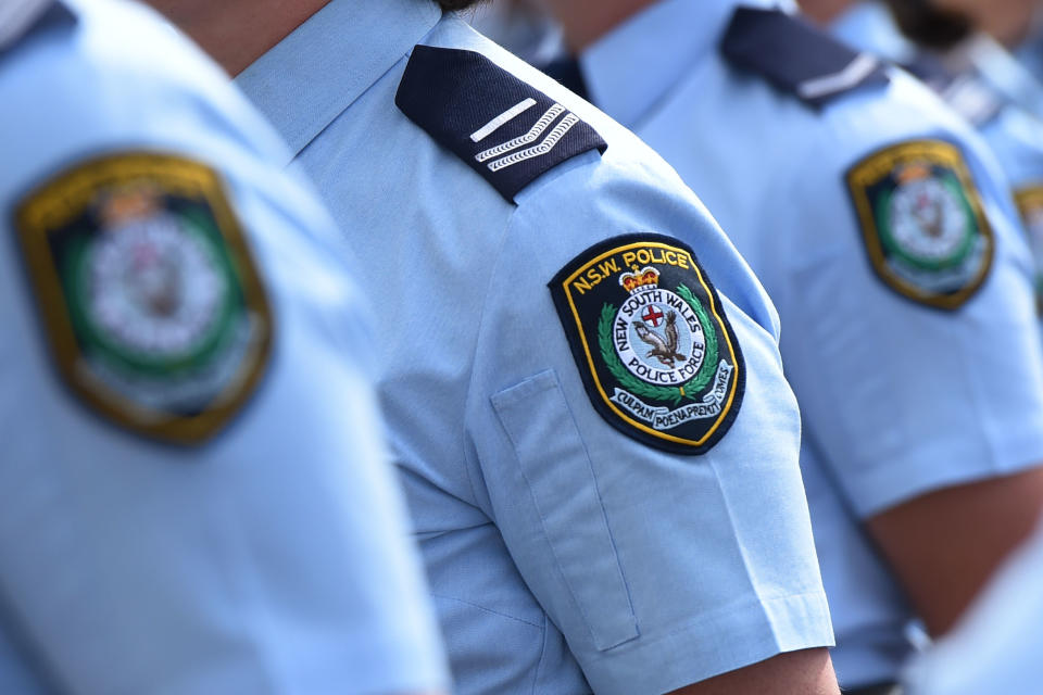 Stock image of New South Wales Police badges in Sydney.