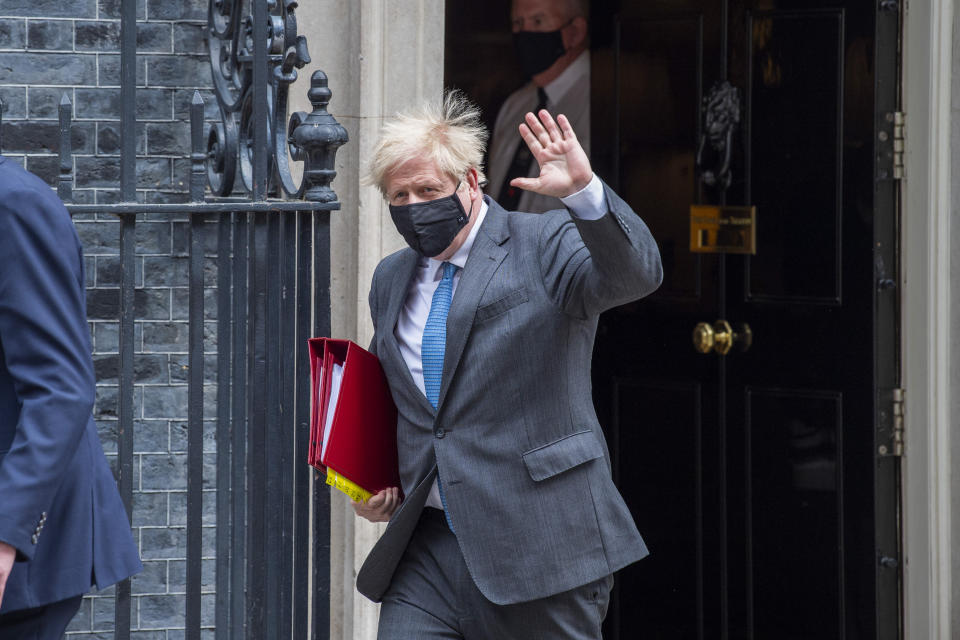 British Prime Minister, Boris Johnson leaves 10 Downing Street for his weekly Prime Minister's Questions (PMQs) appearance in the House of Commons. (Photo by Dave Rushen / SOPA Images/Sipa USA)