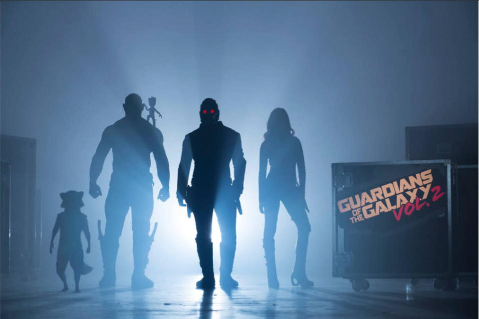 <p>James Gunn marked the start of principle photography at Pinewood Studios in Atlanta with a new cast shot of the Guardians that includes<a href="https://www.yahoo.com/movies/dancing-baby-groot-clip-guardians-of-the-galaxy-94738291414.html" data-ylk="slk:a tiny Baby Groot;elm:context_link;itc:0;sec:content-canvas;outcm:mb_qualified_link;_E:mb_qualified_link;ct:story;" class="link  yahoo-link"> a tiny Baby Groot</a> perched on Drax’s shoulder. He also confirmed Kurt Russell was indeed joining the cast, along with new faces Pom Klementieff, Elizabeth Debicki, and Chris Sullivan. “I never thought anyone was missing from our island of misfit toys, but now that these folks are here there feels like there was,” <a href="https://www.facebook.com/jgunn/photos/a.216126946156.142629.48103536156/10153165740966157/?type=3&theater" rel="nofollow noopener" target="_blank" data-ylk="slk:he wrote on Facebook;elm:context_link;itc:0;sec:content-canvas" class="link ">he wrote on Facebook</a>. Previous stars Chris Pratt, Zoe Saldana, Dave Bautista, Michael Rooker, Karen Gillan, Vin Diesel, Bradley Cooper, Sean Gunn, and Glenn Close are all returning. (Photo: James Gunn/<a href="https://www.facebook.com/jgunn/photos/a.216126946156.142629.48103536156/10153165740966157/?type=3&theater" rel="nofollow noopener" target="_blank" data-ylk="slk:Facebook;elm:context_link;itc:0;sec:content-canvas" class="link ">Facebook</a>)</p>