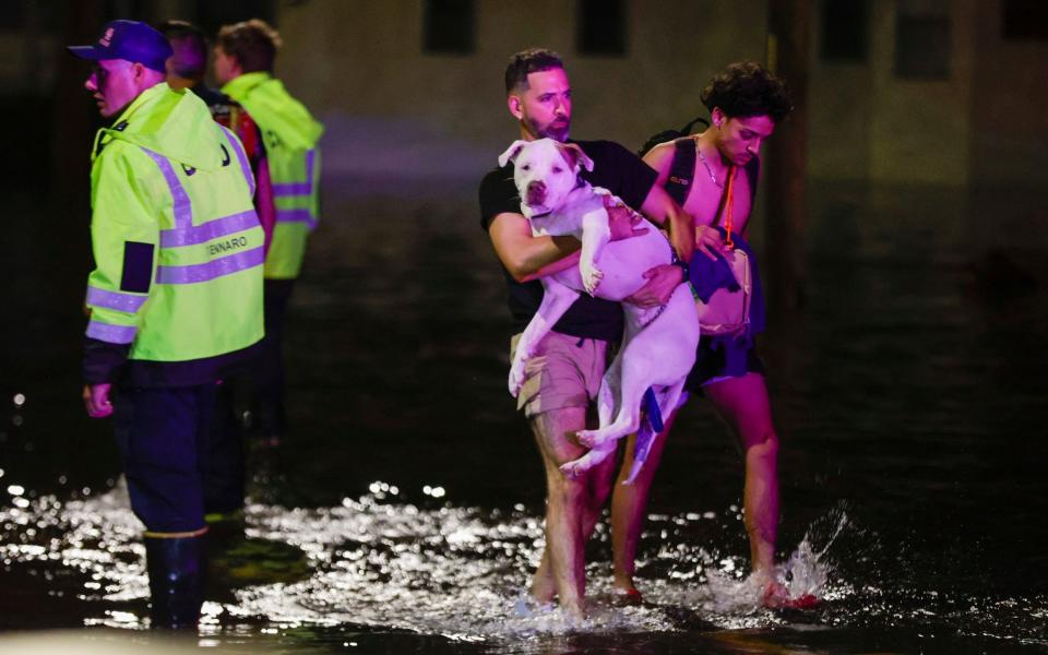 Residents in Crystal River, Florida, are rescued from floodwaters in the aftermath of Hurricane Helene