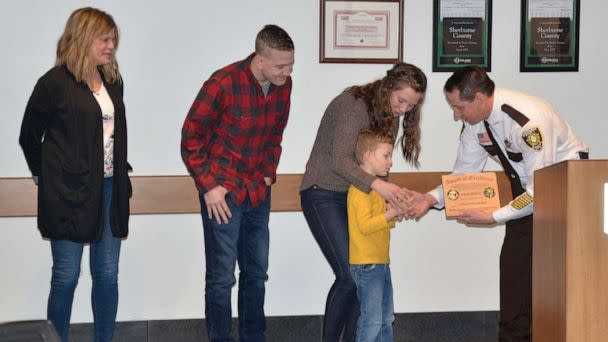 PHOTO: Asher Milless, 4, received the Sherburne County Sheriff's Life Saving Award for his quick actions when his mom fell ill at the family's Minnesota home. (Courtesy of Sherburne County)