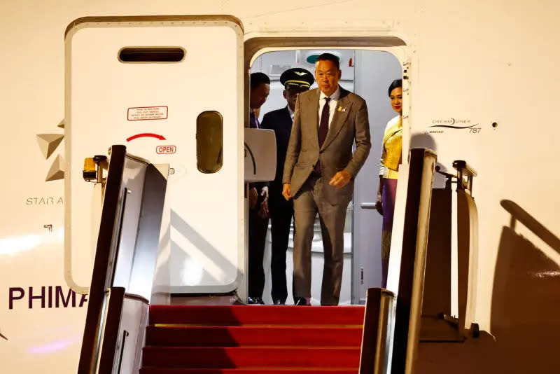 ▲泰國新任總理賽塔傍晚抵達北京國際機場。（圖／美聯社／達志影像）