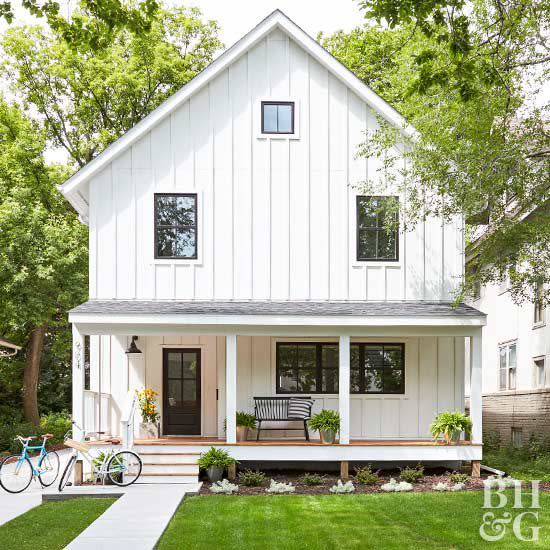 white home exterior, home exterior, porch