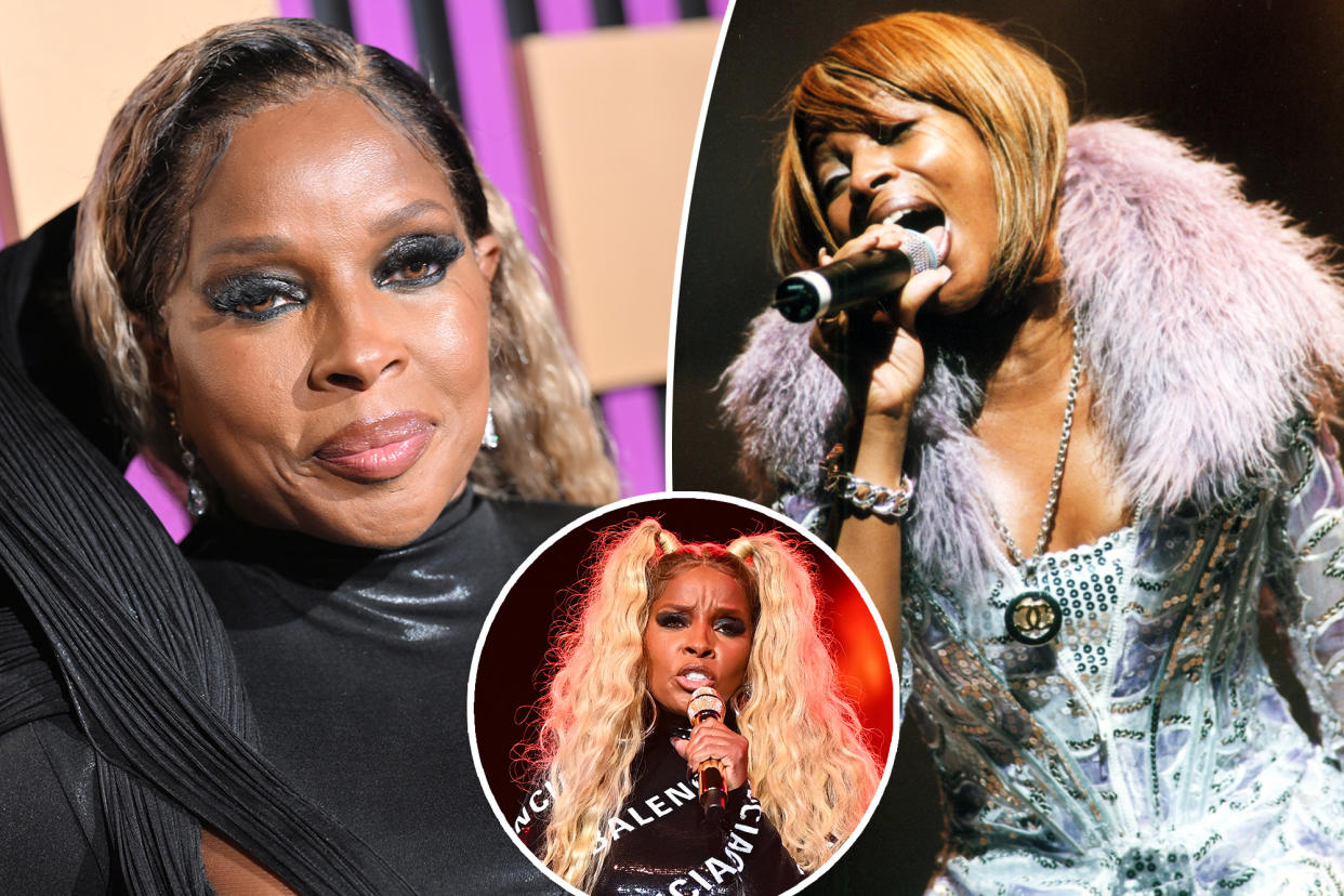 Three pics of Mary J. Blige.