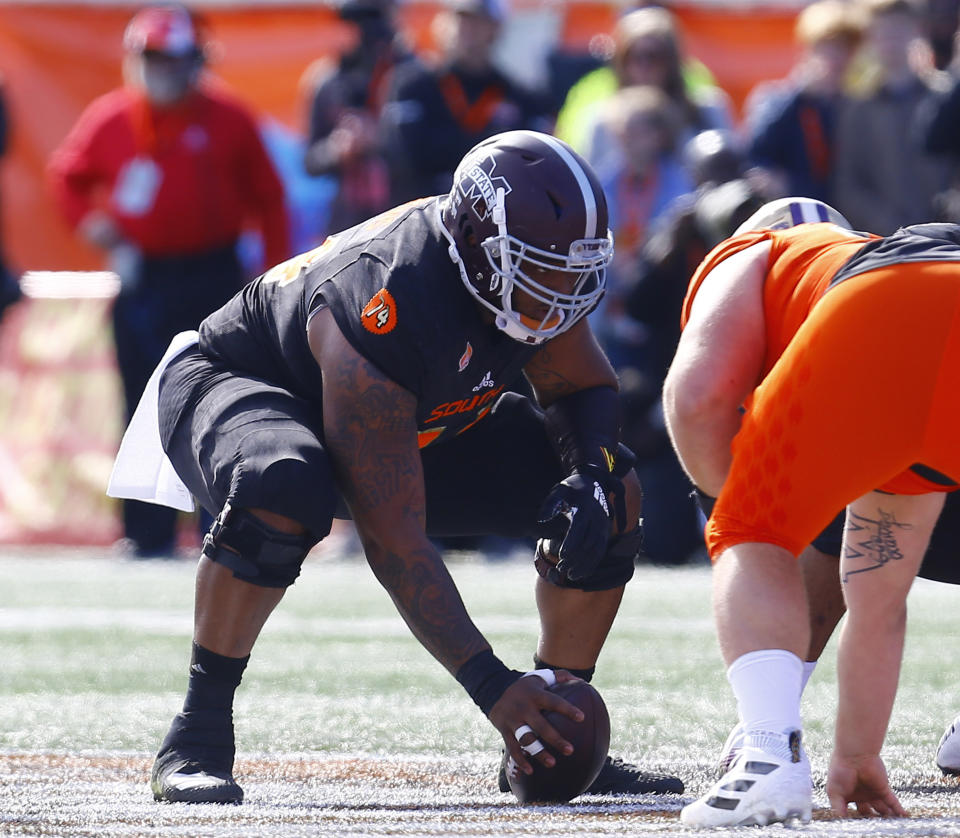 South center Elgton Jenkins of Mississippi State at the Senior Bowl (AP Photo)