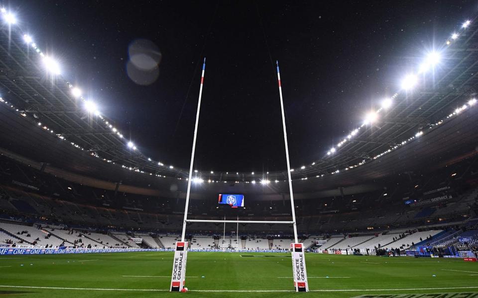 This file photo taken on February 1, 2019, shows the Stade de France prior to the Six Nations rugby union tournament match between France and Wales, in Saint Denis, on the outskirts of Paris. - The delayed Six Nations international between France and Scotland in Paris will now take place on March 26, at the Stade de France near Paris, tournament organisers said on March 18, 2021. Originally scheduled for February 28, the third-round match was postponed after France recorded 16 positive Covid-19 cases among their set-up.