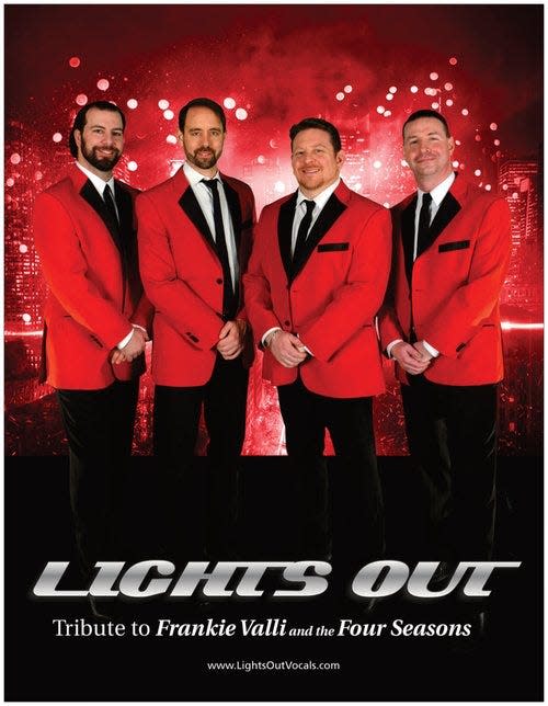 Lights Out, a Frankie Valli and the Four Seasons tribute band, will perform at the Lions Lincoln Theatre in Massillon at 7:30 p.m. Saturday.