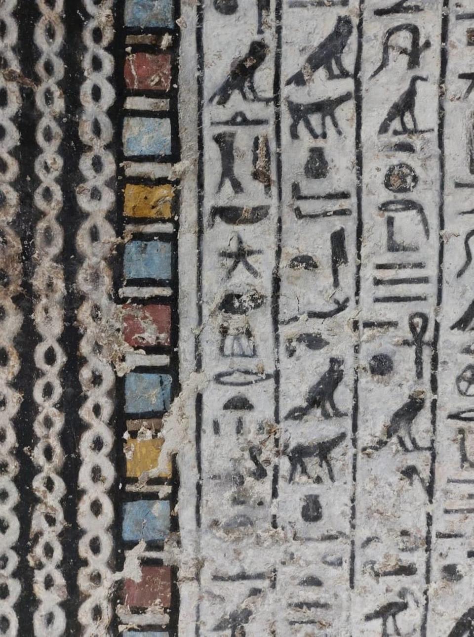 Some of the heiroglyphics painted in Meru’s burial chamber.