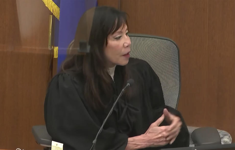 In this screen grab from video, Hennepin County Judge Regina Chu presides over jury selection Thursday, Dec. 2, 2021, in the trial of former Brooklyn Center police Officer Kim Potter at the Hennepin County Courthouse in Minneapolis, Minn. Potter is charged with first- and second-degree manslaughter in the April 11 shooting of Wright, a 20-year-old Black motorist, following a traffic stop in the Minneapolis suburb of Brooklyn Center. (Court TV, via AP, Pool)