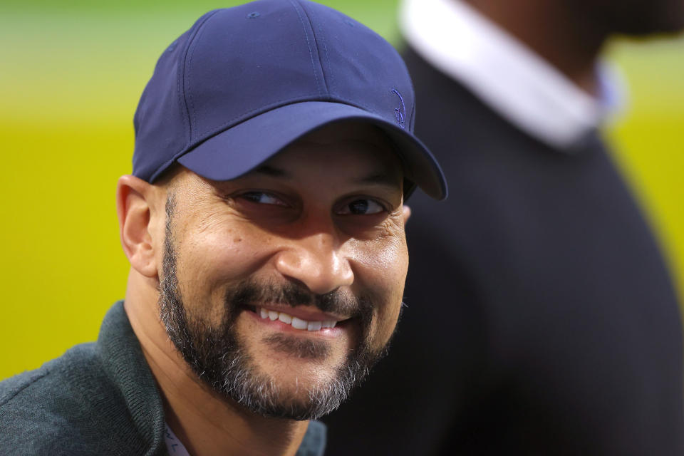 Actor Keegan-Michael Key looks on prior to Super Bowl LIV between the San Francisco 49ers and the Kansas City Chiefs at Hard Rock Stadium on February 02, 2020 in Miami, Florida. (Photo by Ronald Martinez/Getty Images)