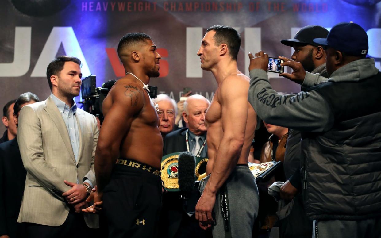 Anthony Joshua and Wladimir Klitschko will face off at Wembley tonight  - PA