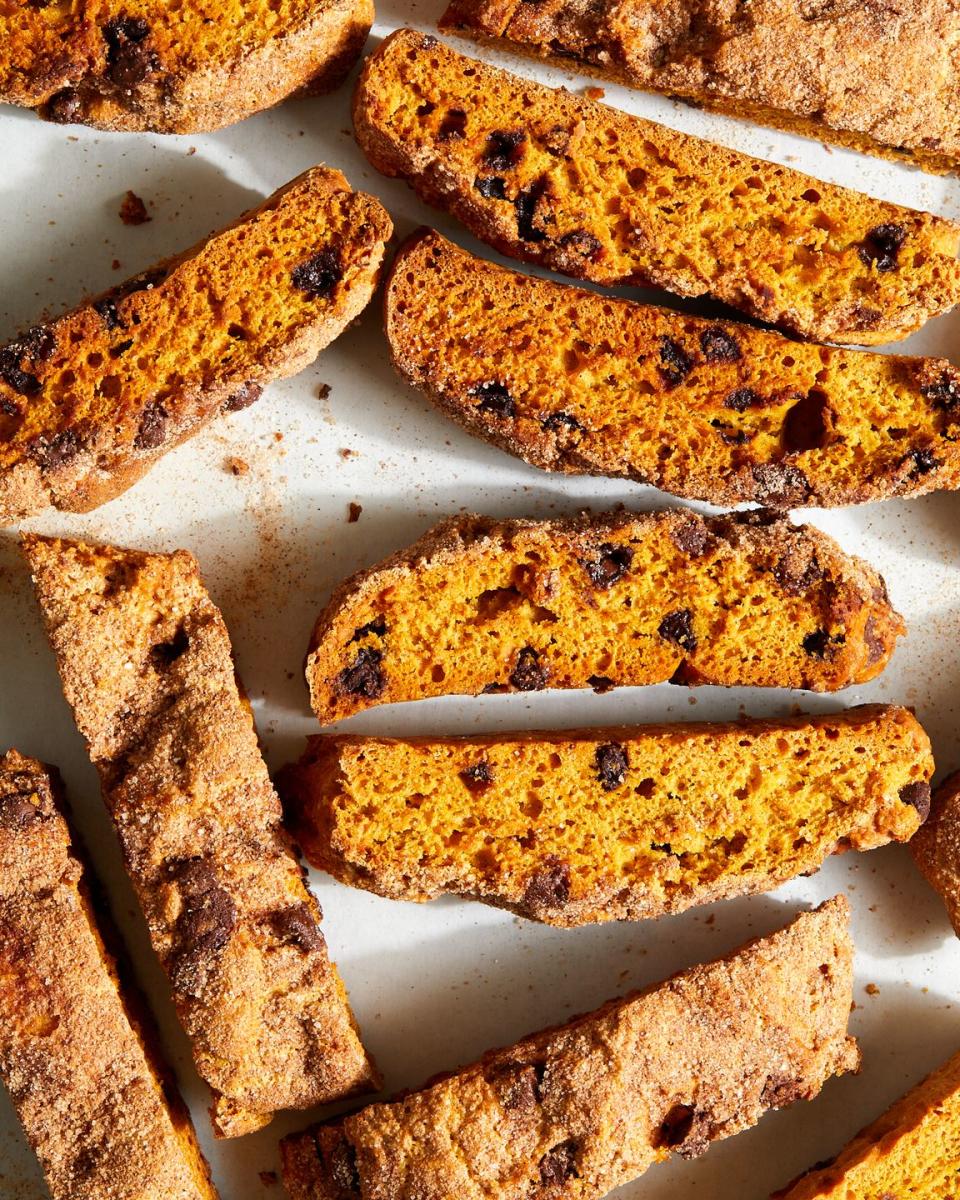 pumpkin spice chocolate chip biscotti