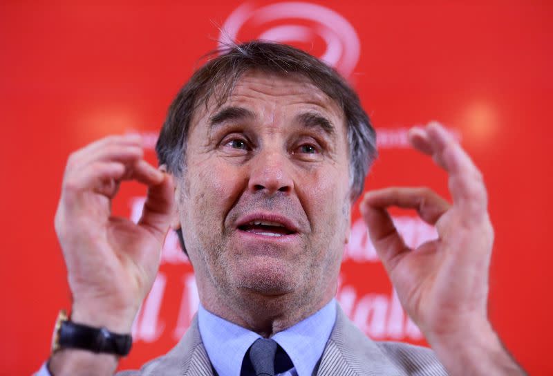 FILE PHOTO: Italian clothing designer Brunello Cucinelli speaks during a meeting with foreign press in Rome