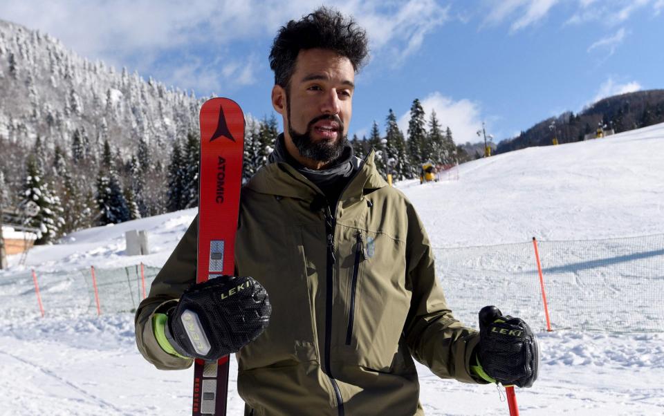 Jamaica's skier Benjamin Alexander poses for a photo during a training session at the Kolasin ski resort on December 21, 2021 - AFP