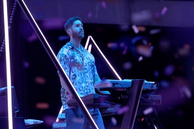 Calvin Harris performs onstage during the BRIT Awards 2024 at The O2 Arena on March 02, 2024 in London, England. - Credit: JMEnternational/Getty Images