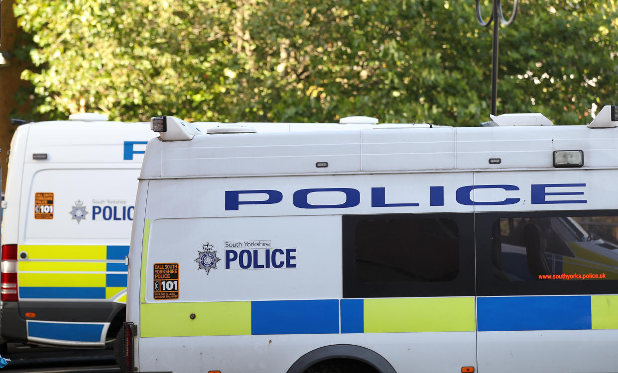 Police vans outside Rotherham police station following the publication of a report that found around 1,400 children were sexually exploited in the town over a 16-year period.