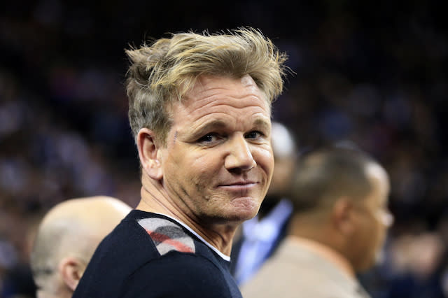 Celebrity Chef Gordon Ramsey in the stands during the NBA Global Games match at the O2 Arena, London. PRESS ASSOCIATION Photo. Picture date: Thursday January 14, 2016. See PA story BASKETBALL London. Photo credit should read: Adam Davy/PA Wire. RESTRICTIONS: Editorial use only, No commercial use without prior permission, please contact PA Images for further information: Tel: +44 (0) 115 8447447.                               