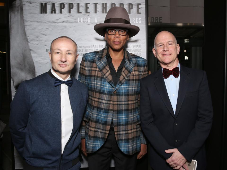 Fenton Bailey, RuPaul Charles and Randy Barbato attend the premiere of HBO's "Mapplethorpe: Look At The Pictures" in Los Angeles in 2016.