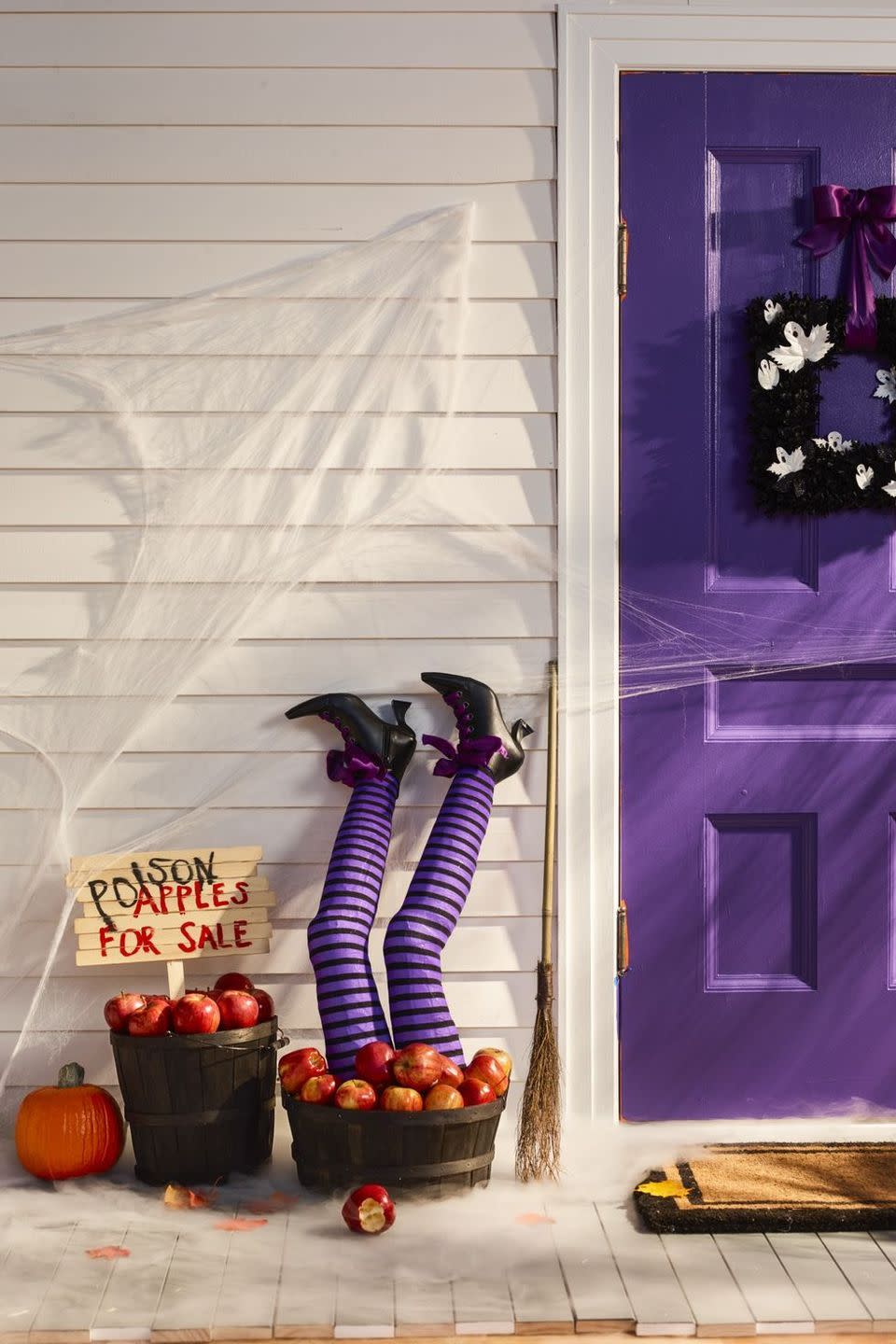 <p>Fill a few wooden crates with poison apples (don't forget the witch legs) and wait for visitors to be scared out of their minds.</p><p><a class="link " href="https://www.amazon.com/Kamonda-Halloween-Upside-Decoration-Ornament/dp/B09CY99TFR/?tag=syn-yahoo-20&ascsubtag=%5Bartid%7C10055.g.4602%5Bsrc%7Cyahoo-us" rel="nofollow noopener" target="_blank" data-ylk="slk:SHOP WITCH LEGS;elm:context_link;itc:0;sec:content-canvas">SHOP WITCH LEGS</a></p>